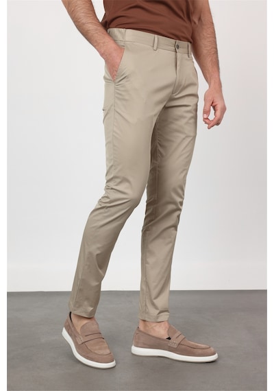 İmza Koyu Bej Yan Cep Slim Fit Pamuklu Chino Pantolon 1003260168