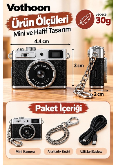 Mini Retro Dijital Kamera 1080p Full Hd Fotoğraf & Video Çekimi Lcd Ekran Mini Kamera Tf Kart Destek