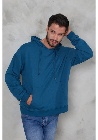 Twenty3 Erkek Oversize Kapüşonlu Kanguru Cepli Ribanalı Uzun Ko (556536066)