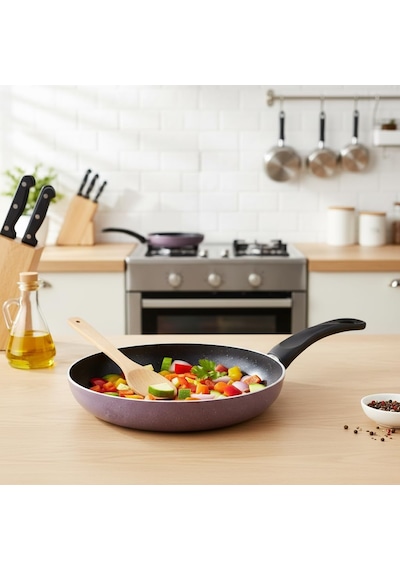 Papilla Optimum Argos Plus 26 Cm Mor Kırçıl Granit Efektli Yapışmaz Kızartma Ve Sote Tavası Çok Renkli