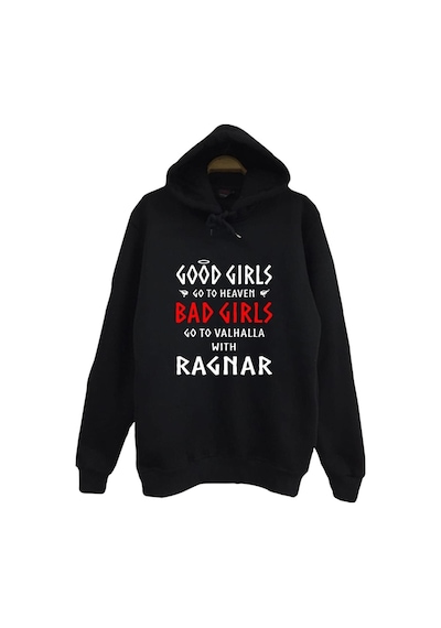 Vikings Baskılı Kapüşonlu Sweatshirt