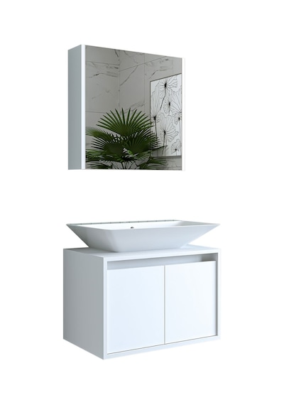 Banos Banyo Roomart Tm7.2 Lavabolu Mat Beyaz Mdf 65 Cm Banyo Dola Mat Beyaz
