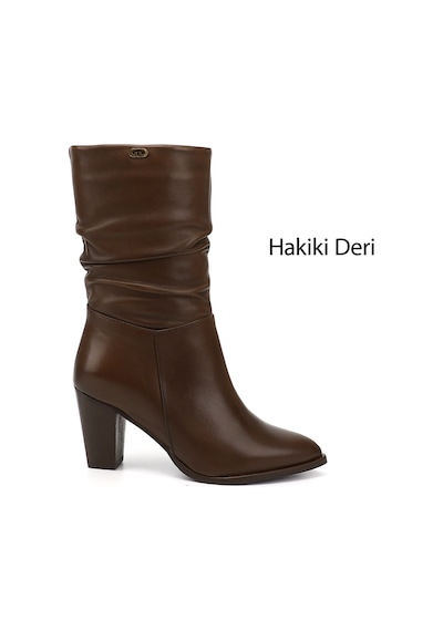Gönderi(R) Gönderir Kadın Kahve Antik Sivri Burun Körüklü Kalın Topuklu Hakiki Deri Çizme Gkzc13444579 Kahverengi