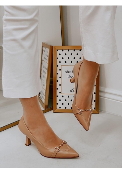 Ervanın Butiği Nude Cilt Mosscross Toka Detay Kadın Stiletto-3907