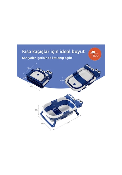 Yıkama Yastıklı Yeni Doğan Küveti - Termometreli, Tam Katlanır, Avrupa Sertifikalı Bebek Küveti