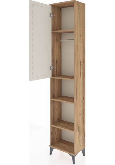Arges Dolap 4 Raflı Tek Kapaklı Tek Askılı 44x30x221 Çam-aytaşı Atlas Çam