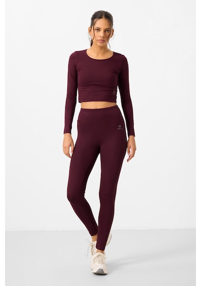 Tommylife Bordo Yüksek Bel Uzun Kollu Slim Fit Crop Top Kadın Tayt Takım - 95286 Tommylife Bordo Yüksek Bel Uzun Kollu Slim Fit Crop Top Kadın Tayt Takım - 95286