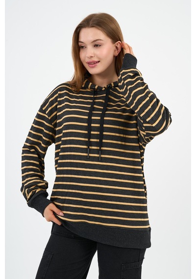 Alexander Gardi Çizgili Kapüşonlu Sweatshirt Unx-00242-wn Sarı - Siyah