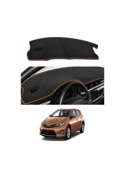 Toyota - Auris 2012-2018 Uyumlu Torpido Koruma Kılıfı - Kahverengi Şeritli
