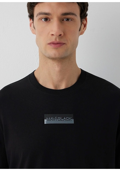 Mavi M0613539-900 Mavi Black Baskılı T-shirt Erkek Tişort siyah