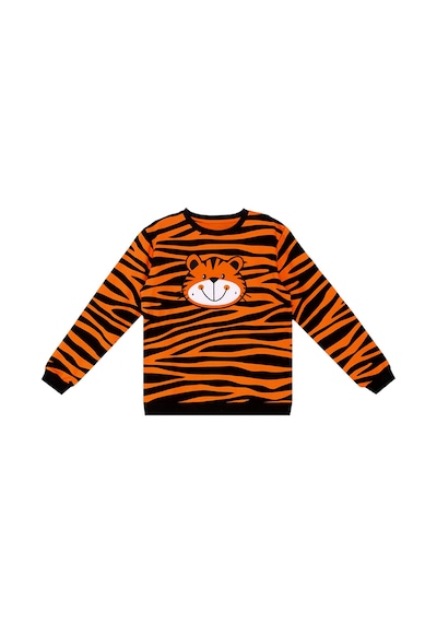 Denokids Kaplan Aplikeli Erkek Çocuk Sweatshirt Turuncu