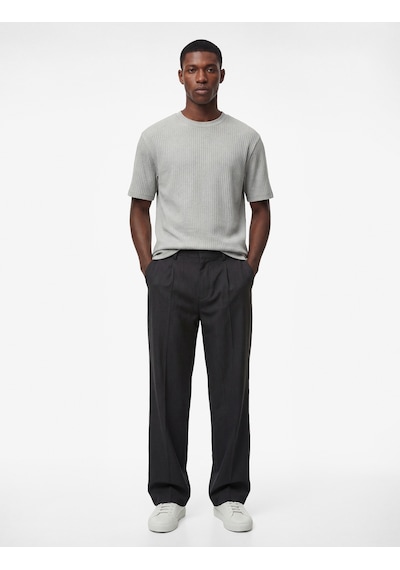 Koton Regular Fit Dokulu Kısa Kollu Basic Bisiklet Yaka Tişört Gri 6sam10054mk Gri