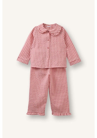 Defacto Uzun Kollu Dokuma 2li Dokuma Pijama Kız Bebek H2651a526spbr96 Pembe-br96