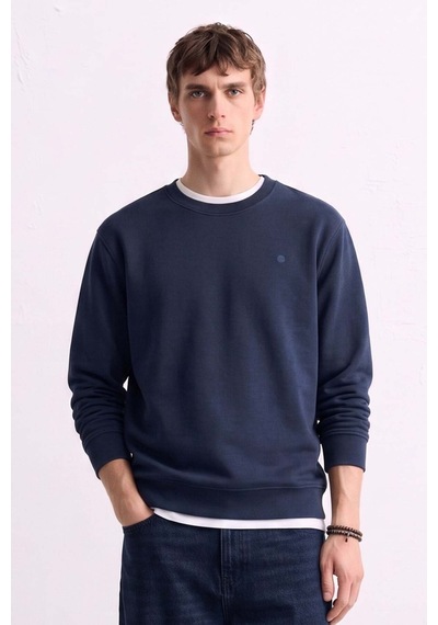Barrels And Oıl Erkek Göğüs Baskı Detaylı Uzun Kollu Sweatshirt - İndigo İndigo