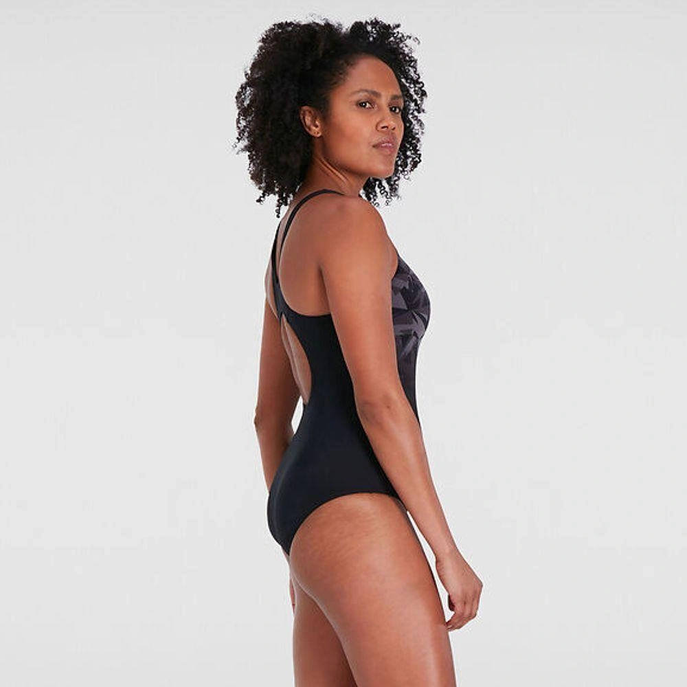 Speedo Hyperboom Placement Muscleback Kadın Yüzücü Mayosu Siyah