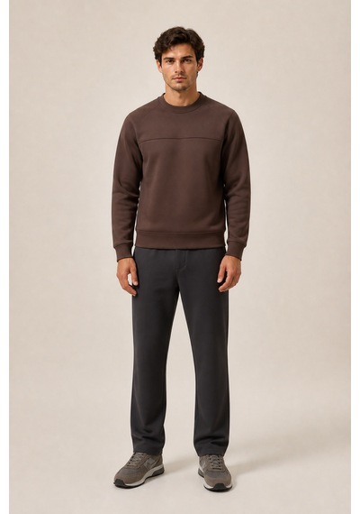 Redline Steni Yeni Sezon Erkek Regular Fit Kışlık Bisiklet Yaka Sweatshirt Kahve