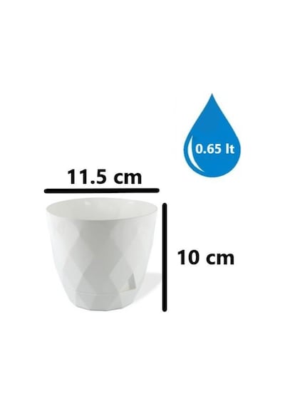 Omnipazar Krs-451 Yakamoz Tabaklı Plastik Saksı Takımı 0.65 Litre No 1 Beyaz