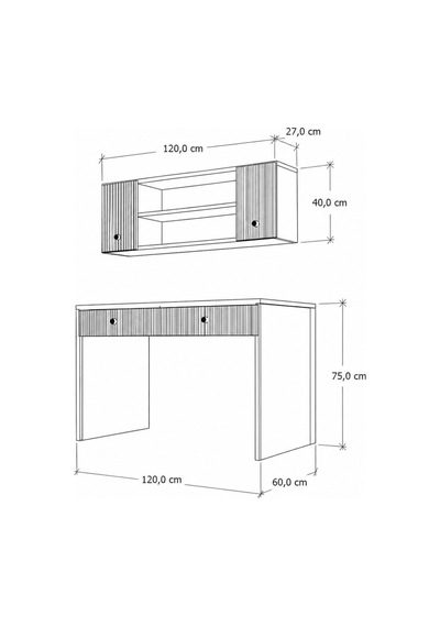 Rudu Milas Çalışma Bilgisayar Masası 120x60x115 Cm Raflı 2 Kapalı 2 Çekmeceli Antrasit-dor Antrasit - Dor