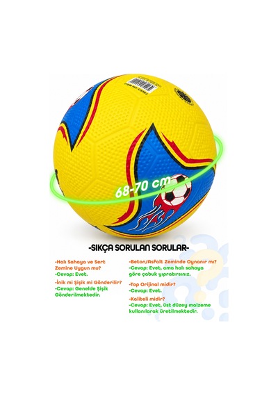 Telvesse Kauçuk Futbol Topu Yekpare Üretim Soft Karışık Renk 400 Gram No:5 Çok Renkli