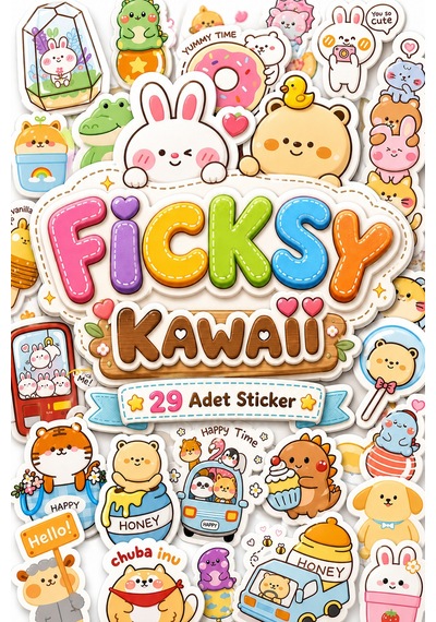 Kawaii Stili Sevimli Hayvanlar Sticker Seti - 29 Adet Etiket Çıkartma Diğer