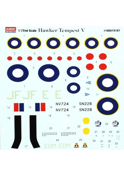 Academy 12466 1/72 Ölçek, Hawker Tempest V Royal Airforce Ak Savaş Uçağı, Plastik Model Kiti-48823