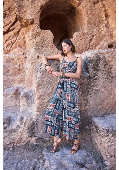 L'ombre Etnik Desenli Tulum Lacivert