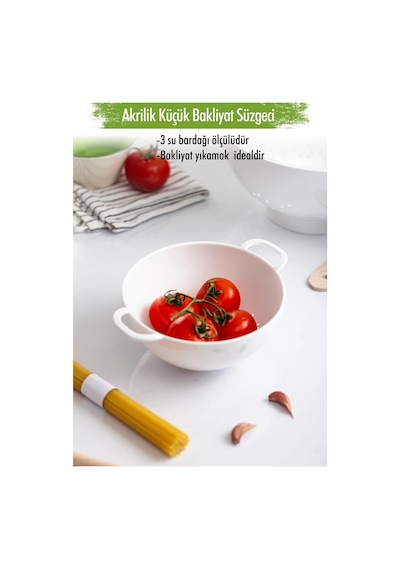 Akrilik Beyaz Mini Pirinç Süzgeçi & Bakliyat Süzgeçi 3 Su Bardağı Ölçülü Çok Renkli