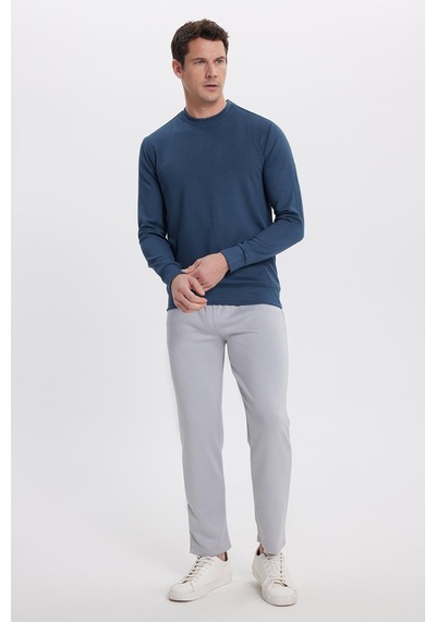 Tudors Erkek Relax Fit Rahat Kesim Uzun Kollu Ekstra Yumuşak Bisiklet Yaka Koyu Petrol Sweatshirt-41978 Koyu Petrol