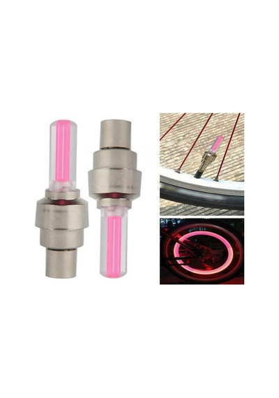 Piranha Pembe Led Işıklı Lastik Sibop Kapağı 2li