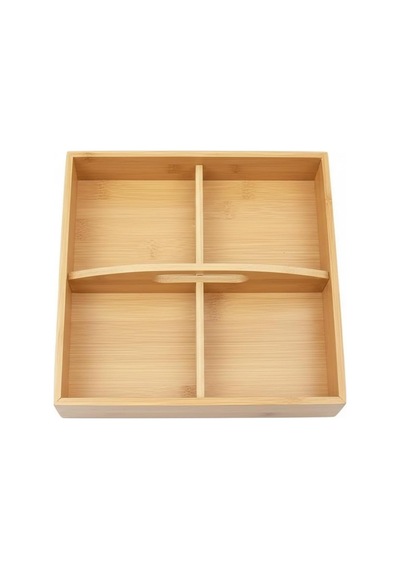 Ayrex Bambu Çok Gözlü Sunum Ve Düzenleme Kutusu / 22x22 Cm / Çok Bölmeli Servis Ve Organizer / Çay Kahve İkr Diğer