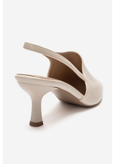 Luvi Shoes Yarel Ekru Cilt Kadın Topuklu Ayakkabı