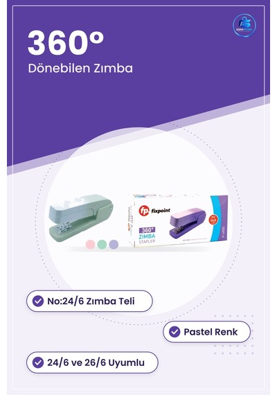 Zımba Pastel No: Dönebilen Kırtasiye Zımbası Ofis İçin Pratik K