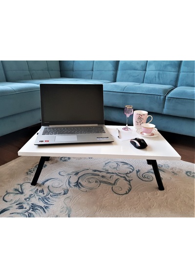 Elfin Laptop Sehpası Bilgisayar Sehpası Sofra Sehpası Beyaz 40X70 Beyaz