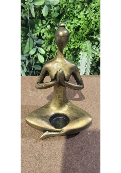 Yogacı Kadın Mumluk Biblo Sarı
