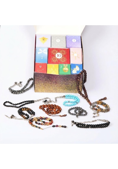 10 Lu Sürpriz Hediye Tesbih Kutusu - 10 Farklı Tesbih -10 Günlük Advent Calender Tesbih Kutusu