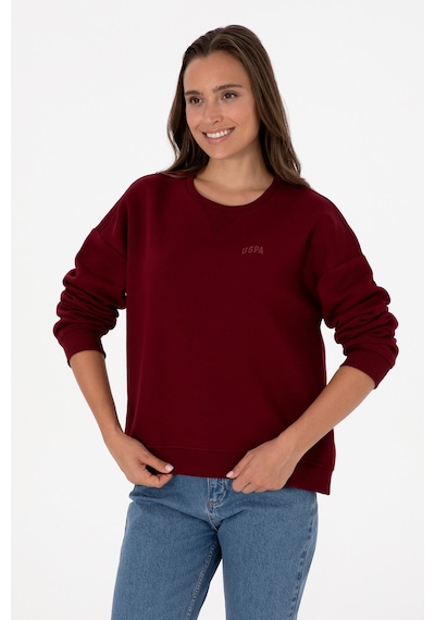 U.S. Polo Assn. Kadın Bordo Şardonlu Bisiklet Yaka Basic Sweatshırt 50313586-VR014