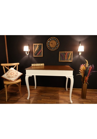 Wooding-Mobilya Wooding 120 Cm Masif Beyaz Ceviz Yemek Masası