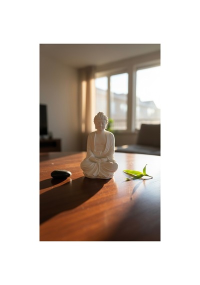 Meditasyon Yapan Buda Heykeli Zen Bahçesi Ve Yoga Köşesi Dekoru Spiritüel Biblo Beyaz