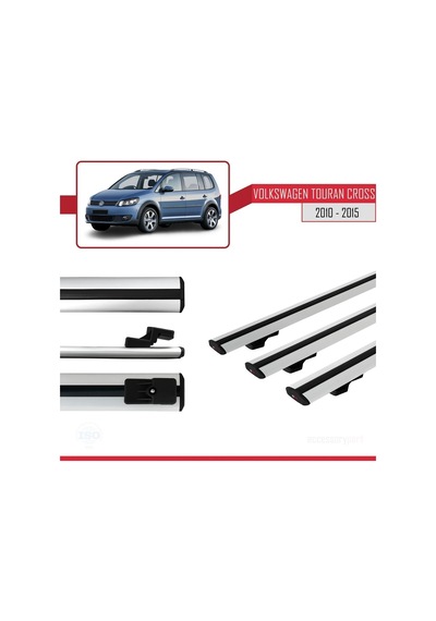 Volkswagen Touran Cross 2010-2015 Arası İle Uyumlu Basic Model Ara Atkı Tavan Barı Gri 3 Adet