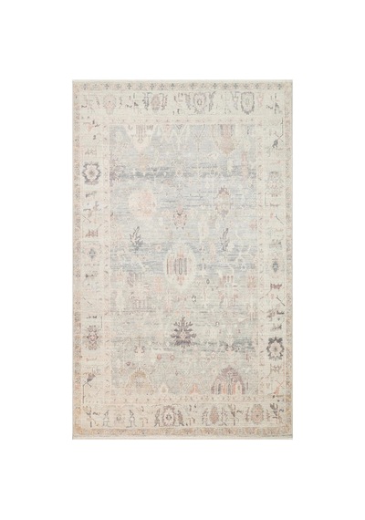 Eko Halı Grace Grc 02 Sky Vintage Halı Pastel Klasik Desenli Saçaklı Salon Halısı Gri