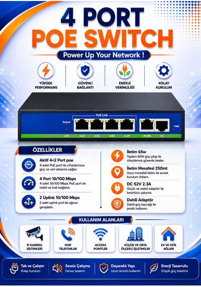 4 Port Poe Switch 4+2 10/100