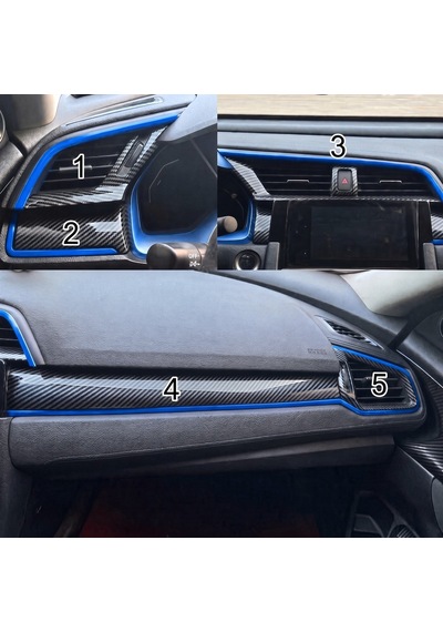 Honda Civic Fc5 Fk7 2016-2021 İçin 10. Nesil Panel Mavi Detay 5 P