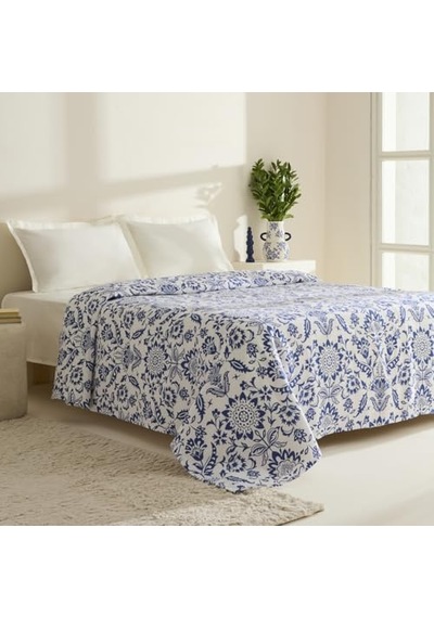 Karaca Home Sven%100 Pamuk Çift Kişilik Tek Pike Mavi Açık Indigo