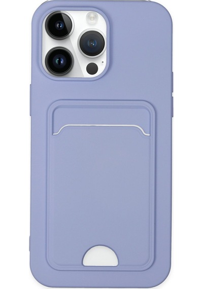 Apple Uyumlu iPhone 14 Pro Uyumlu Kılıf Kelvin Kartvizitli Silikon - Lila