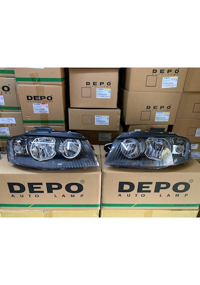 Audı A3 Yıl 2004-2008 Arası Depo Marka Sağ Ve Sol Far Takım 8p0941003k / 8p0941004k