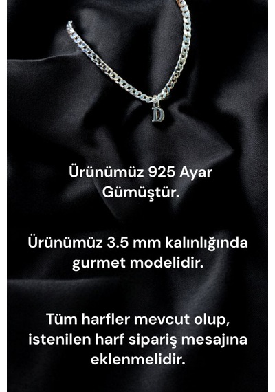 925 Ayar Gümüş 3.5 Mm Gurmet Harfli Bileklik