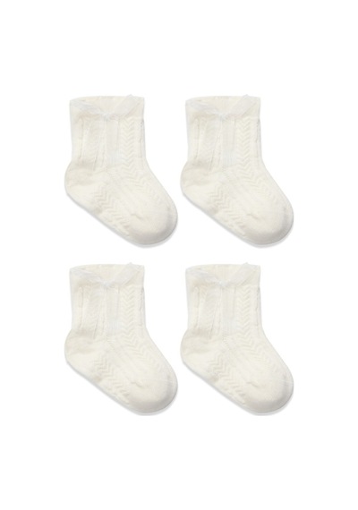 Erturkstore Fiyonklu Penye Soket Çorap 2li 10150 Ekru Çok Renkli