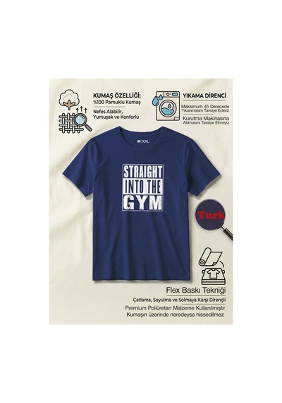 North Whiskers Straight Into The Gym Baskılı %100 Pamuklu Lacivert Sporcu Tişörtü Lacivert - 875696187 Lacivert - 875696187 Lacivert