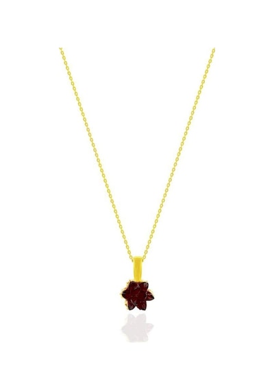 Gümüş Kolye Lotus Çiçeği Yaldızlı Yakut Taşlı Gümüş Kadın Kolyesi