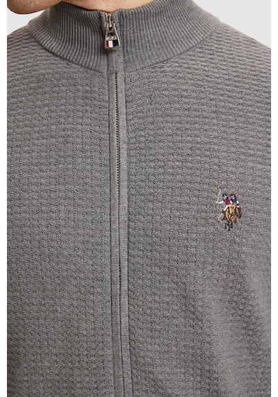 U.S. Polo Assn. Erkek Gri Melanj Basic Triko Hırka 50328871-vr086